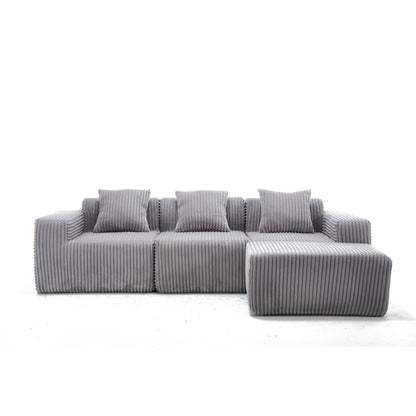 L - Shape Modern Minimalist Modular Sectional Sofa, Upholstered Cloud Couch With Deep Seats Home Essentials