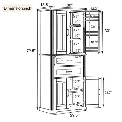 Elegant Multi Functional Storage Cabinet With Slide Rail Drawers, Adjustable Shelves Noble House
