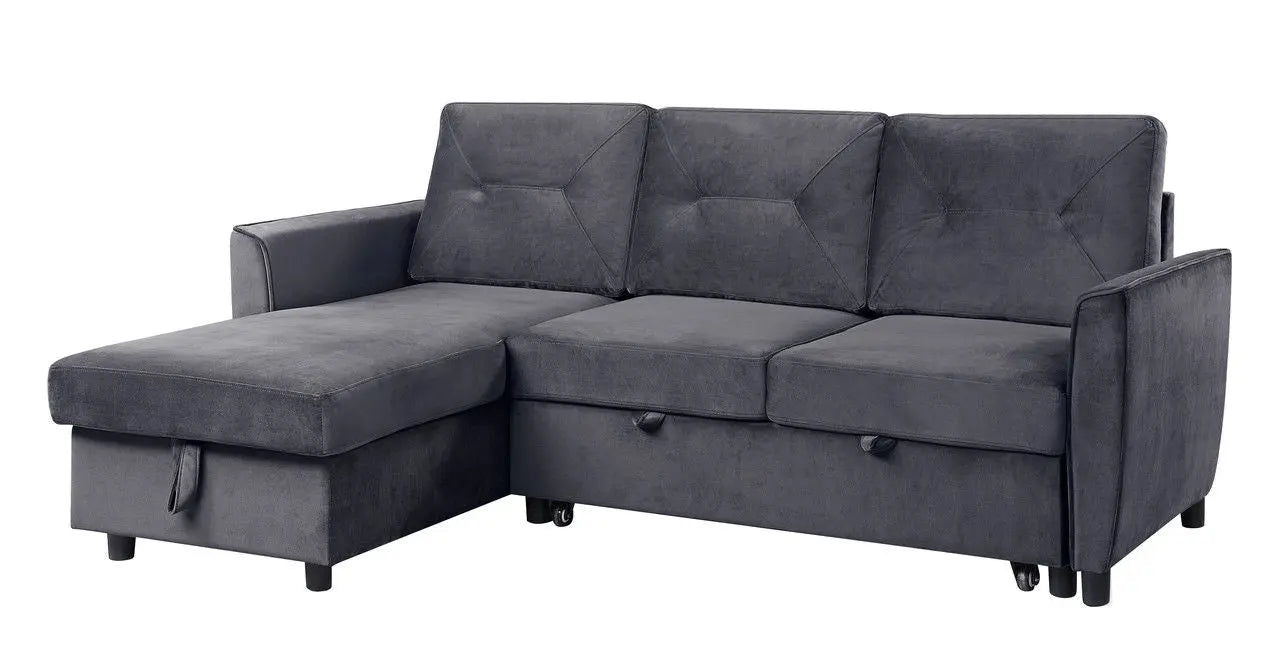 Hudson - Reversible Sleeper Sectional Sofa With Storage Chaise - Dark Gray Lilola Home