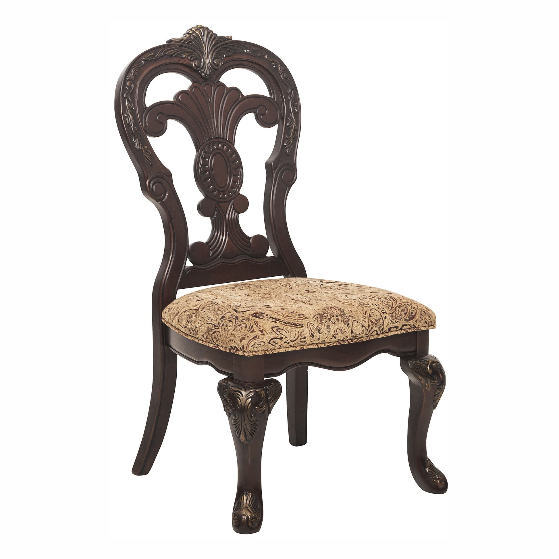 Elegant Style Beautiful Side Chairs 2 Piece Set Cherry With Tipping Fabric Upholstered Traditional Dining Furniture - Cherry Home Essentials