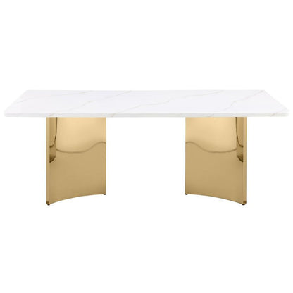 Telvin - Rectangular Marble Top Dining Table White - White Marble