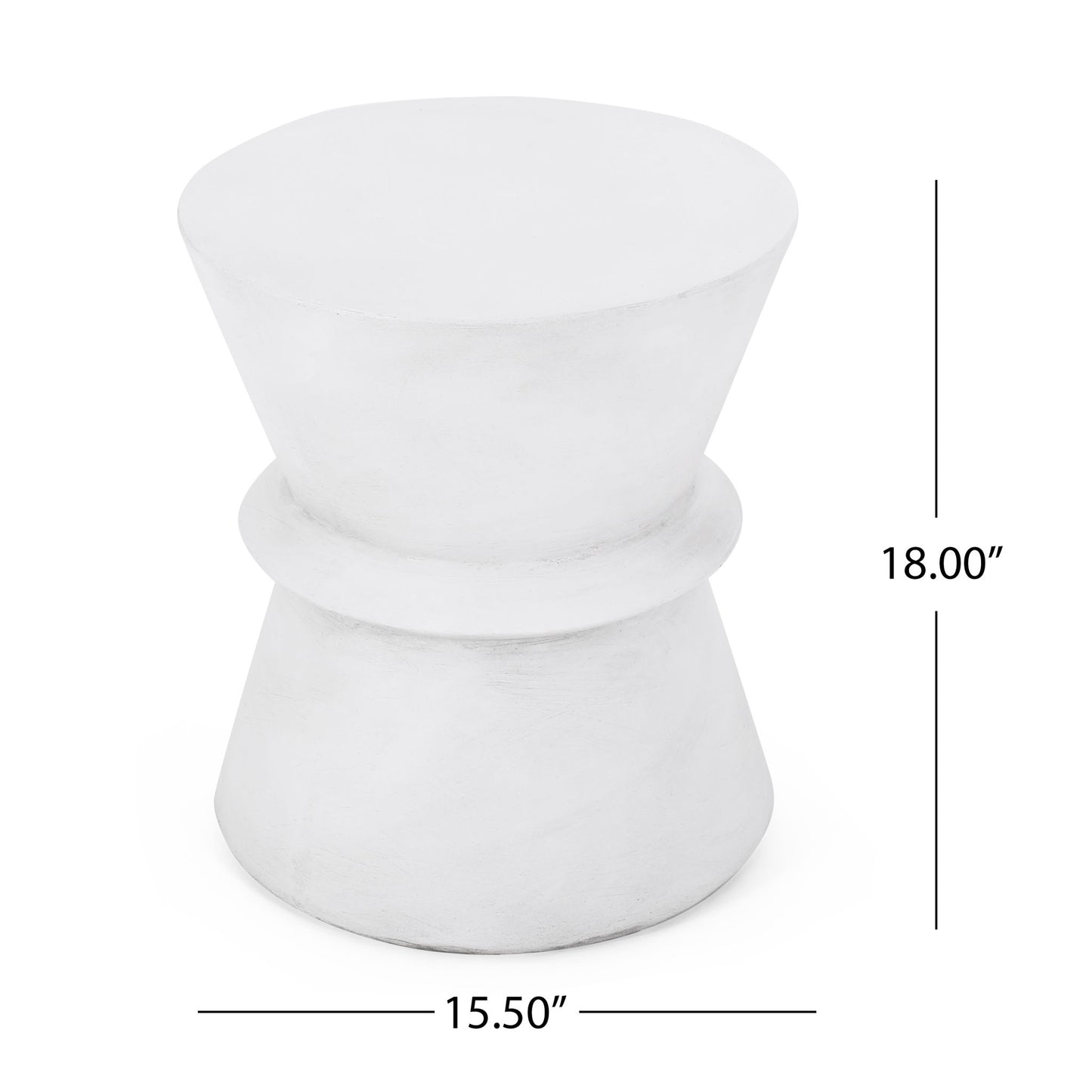 Outdoor Lightweight Concrete End Table With Hourglass Structure - Antique White Noble House