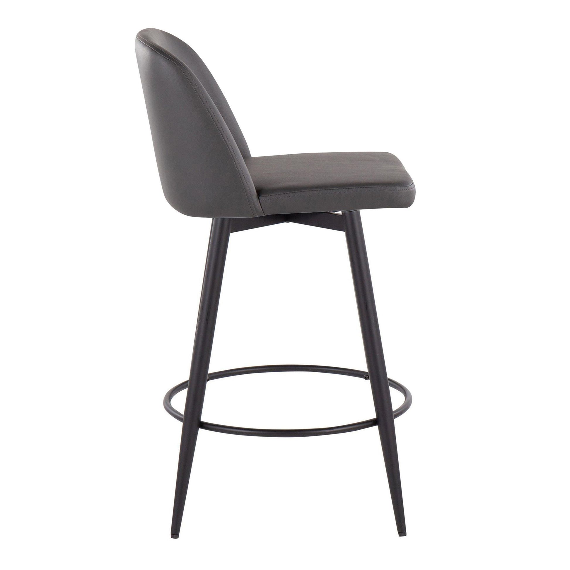 Toriano - Contemporary Fixed-Height, Counter Stool With Swivel With Round Footrest (Set of 2) Lumi Source