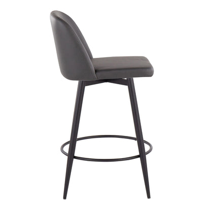 Toriano - Contemporary Fixed-Height, Counter Stool With Swivel With Round Footrest (Set of 2) Lumi Source