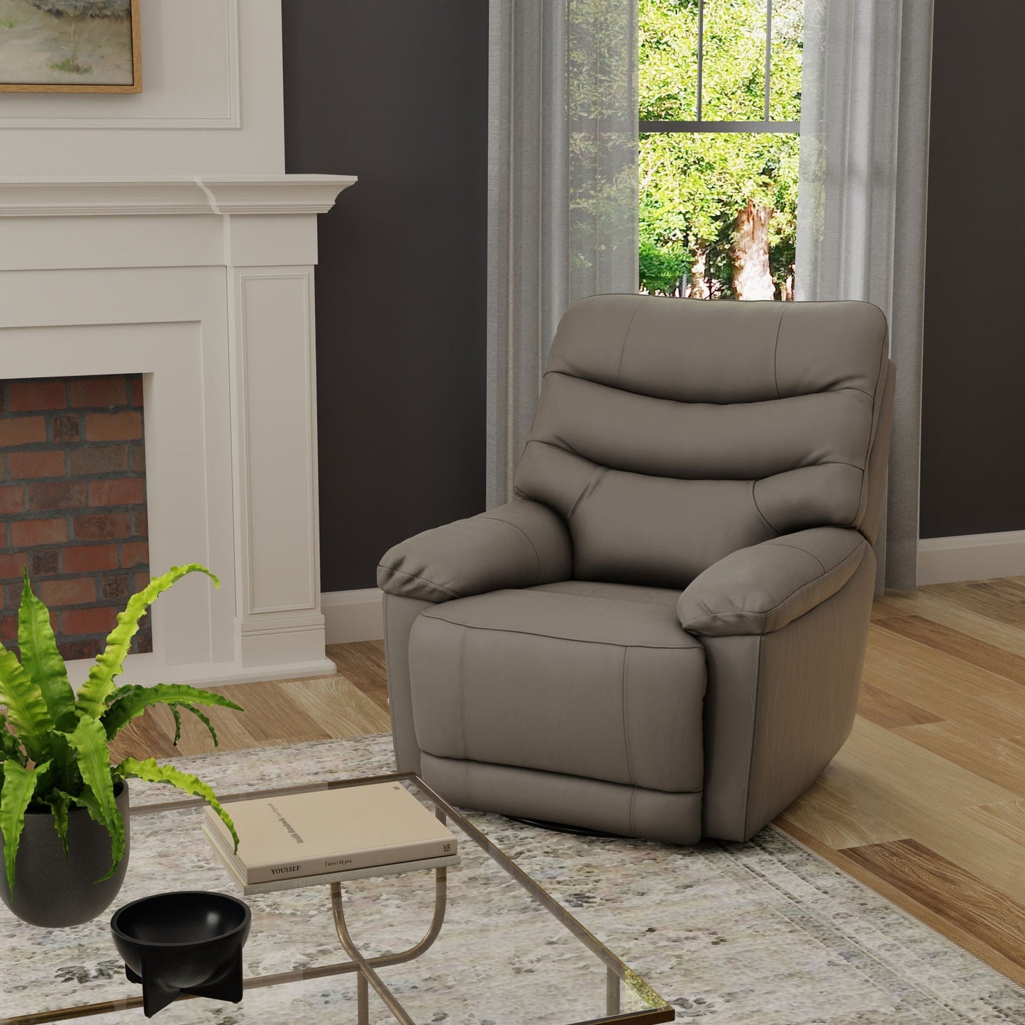 Oslo Antelope - Swivel Glider Recliner With Manual Footrest Home Essentials