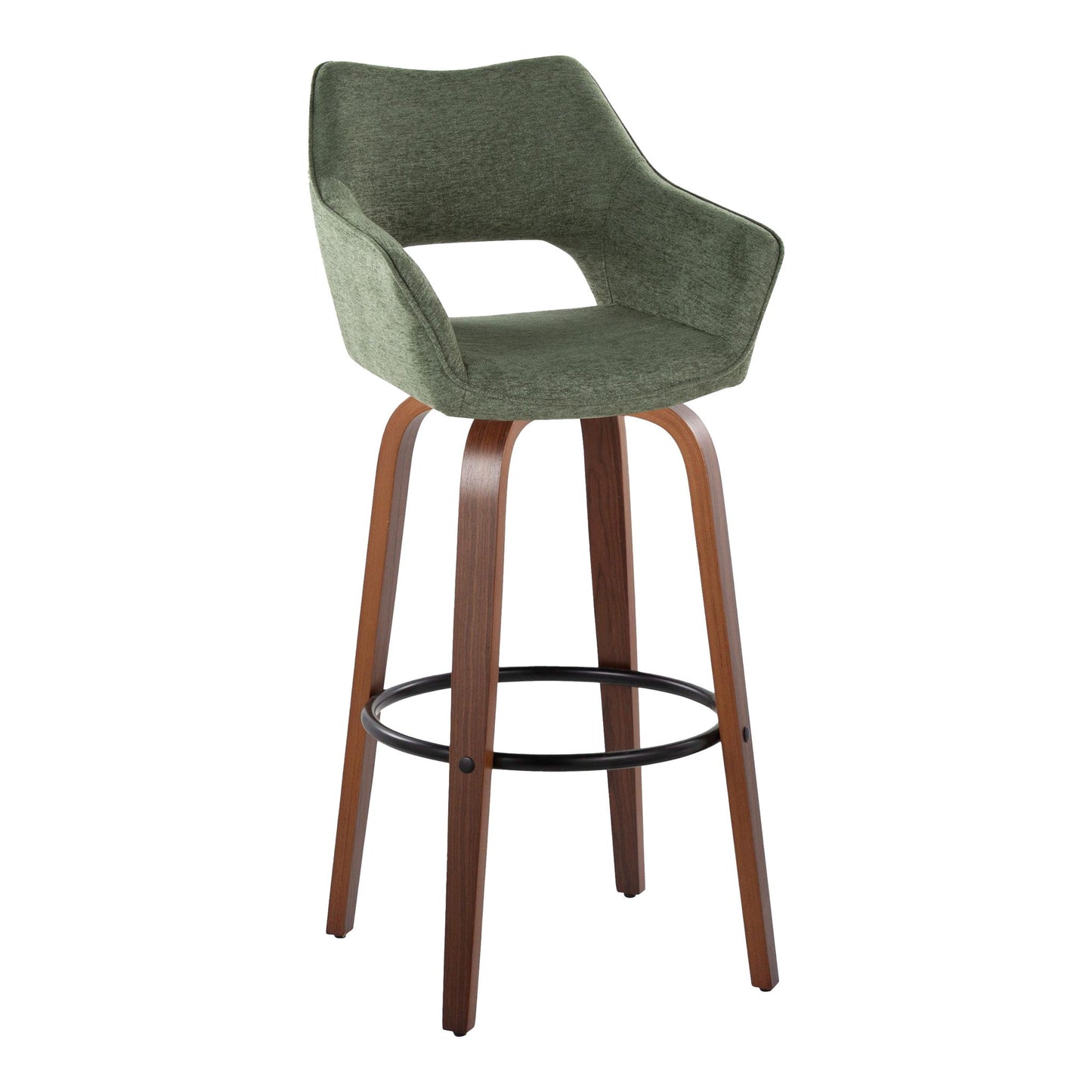 Mustang - Contemporary Fixed Height Barstool With Swivel & Round Footrest (Set of 2) Lumi Source