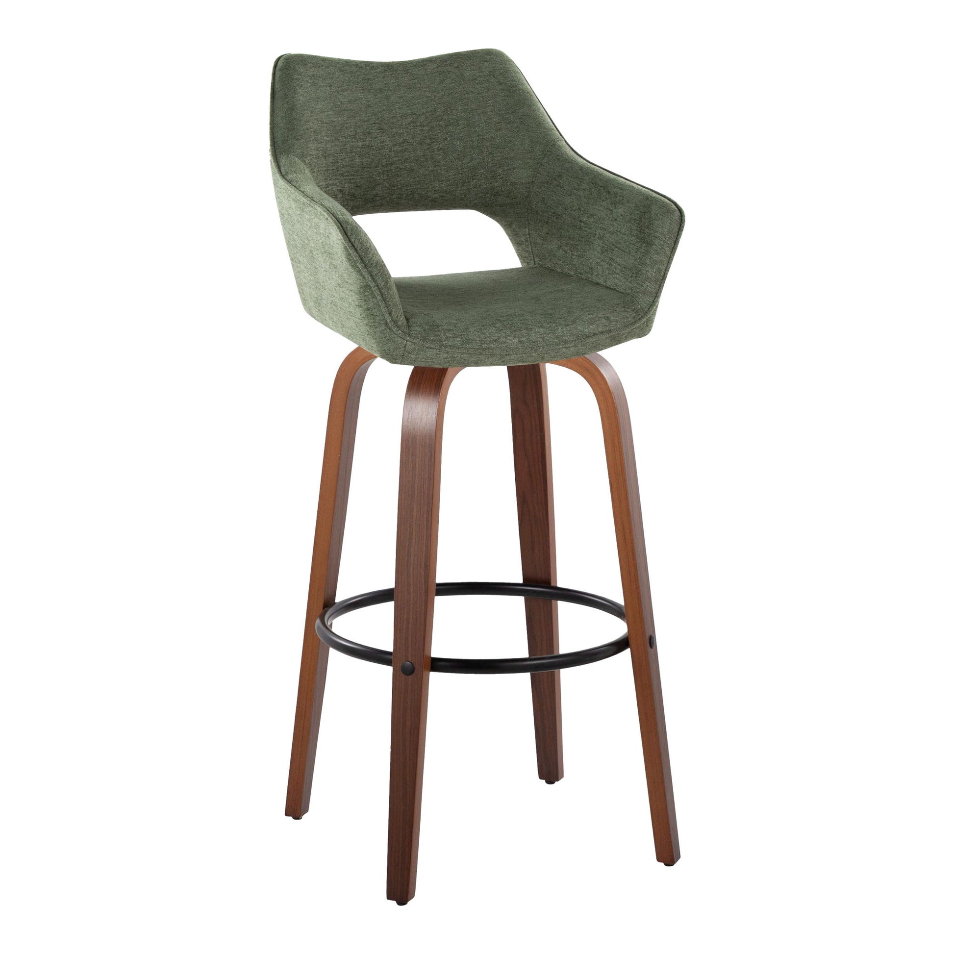 Mustang - Contemporary Fixed Height Barstool With Swivel & Round Footrest (Set of 2) Lumi Source