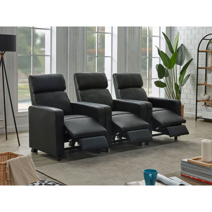 Warren - 3 Seater Reclining Home Theater - Black Furniture Max