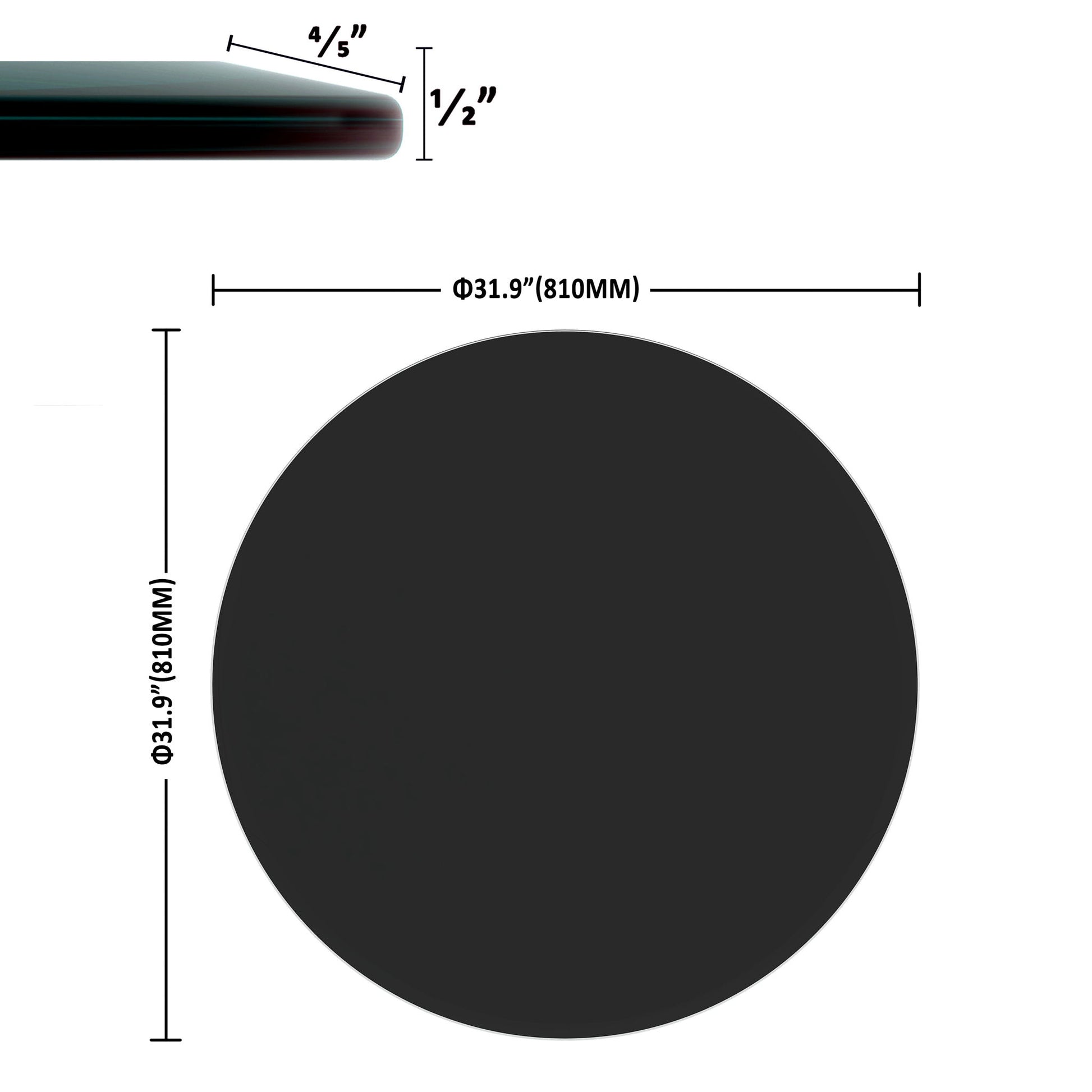 Round Tempered Glass Table Top Glass Thick Beveled Polished Edge Home Essentials