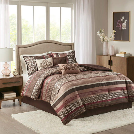 Princeton - Queen Piece Comforter (Set of 7) - Red Madison Park