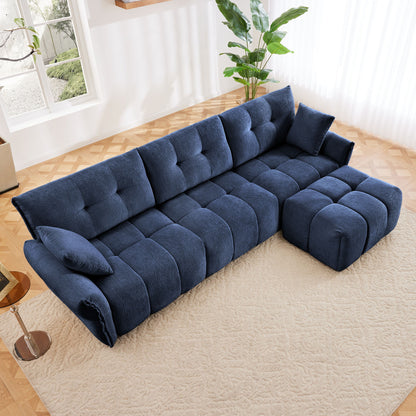 Sofa Set With Ottoman And Pillows, Textured, High Resilience Cushions Home Essentials