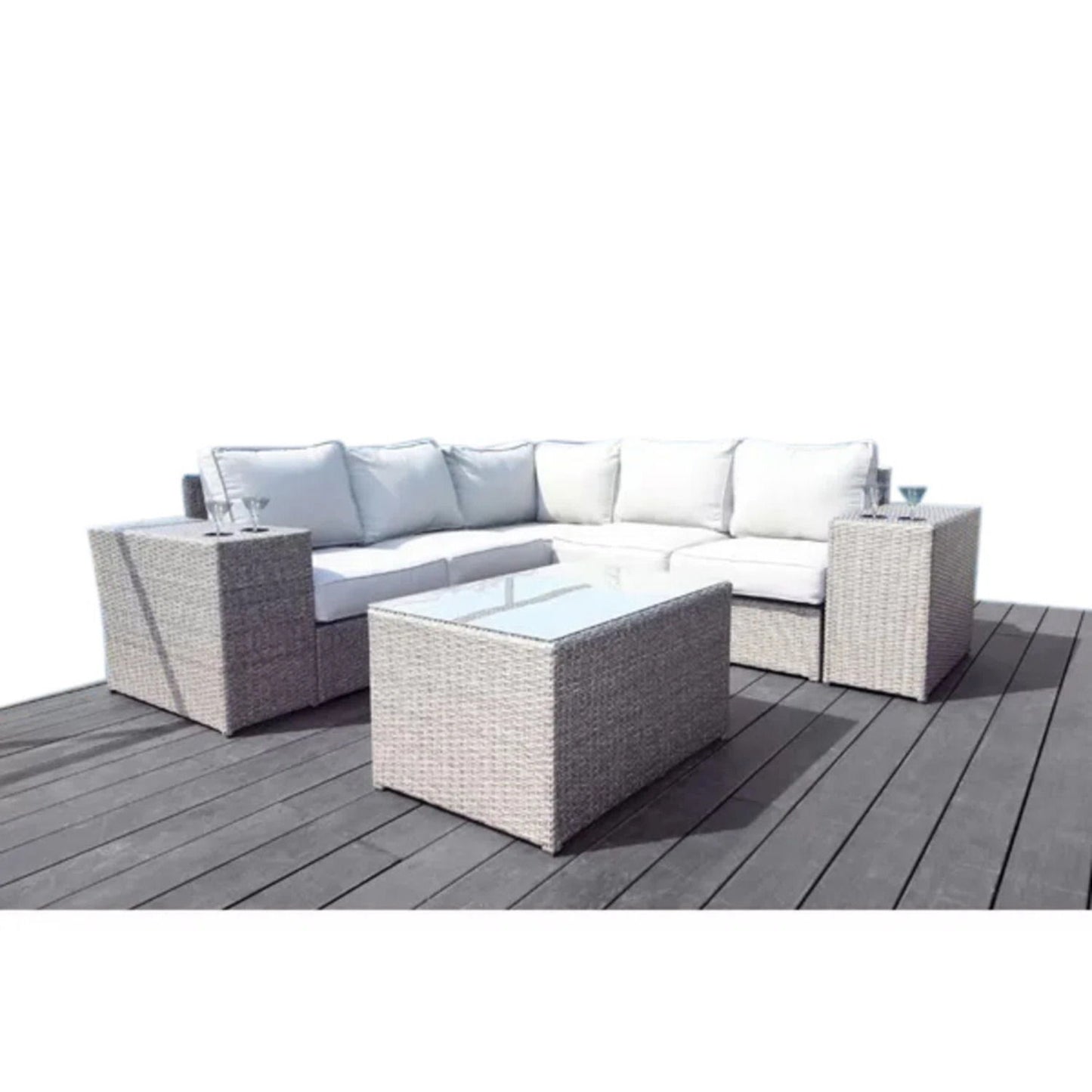 Outdoor Wicker Sectional With Weather Resistant Cushions And Table LSI Patio Furniture