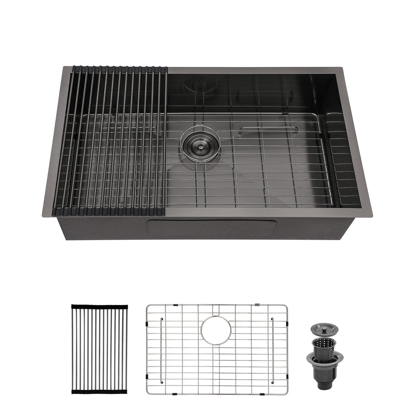 Modern Undermount Stainless Steel Kitchen Sink 16 Gauge, Deep Single Bowl Daily Nest