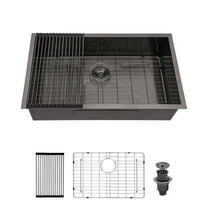 Modern Undermount Stainless Steel Kitchen Sink 16 Gauge, Deep Single Bowl Daily Nest