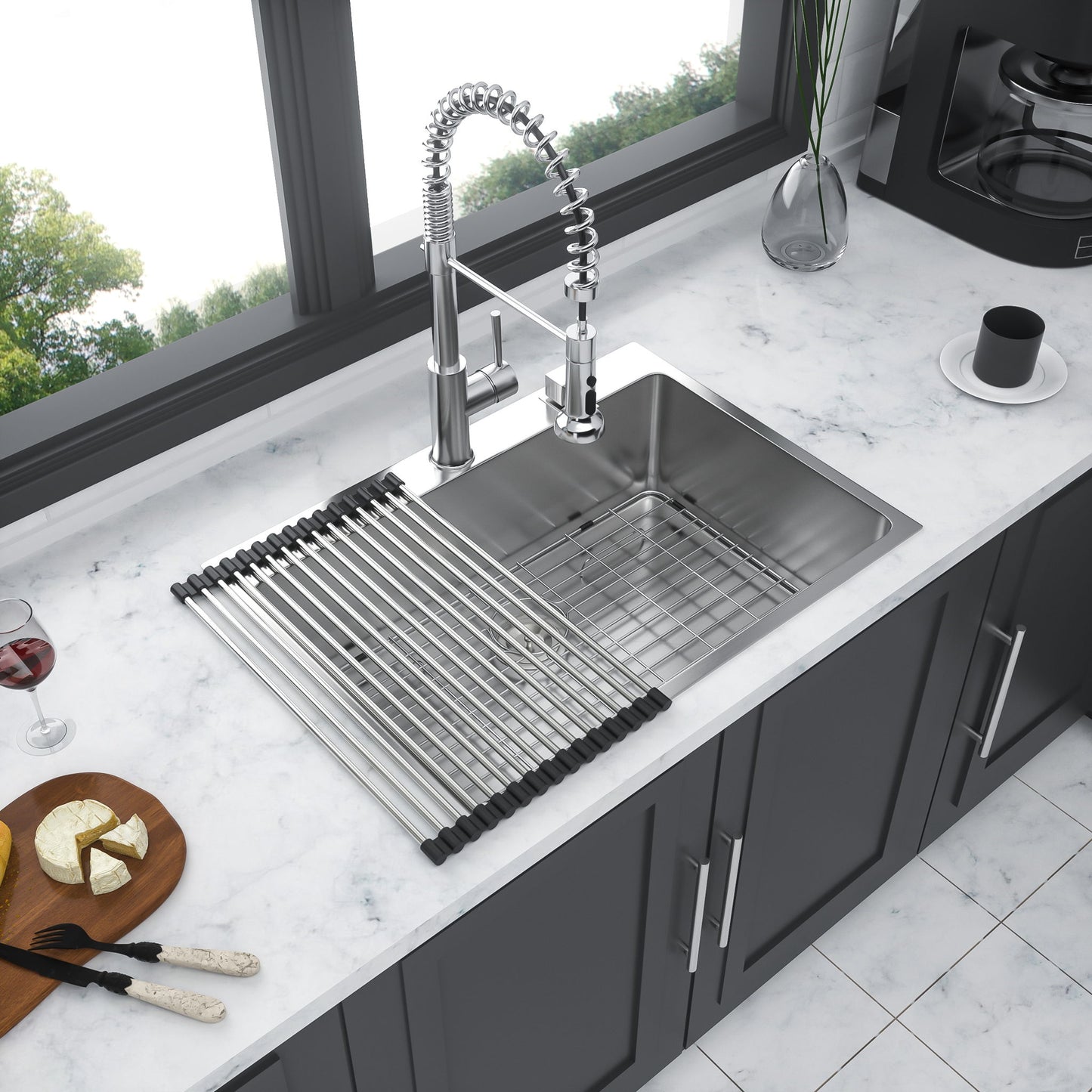 Drop In Kitchen Sink, 16 Gauge Stainless Steel, Single Bowl, Topmount Basin Daily Nest