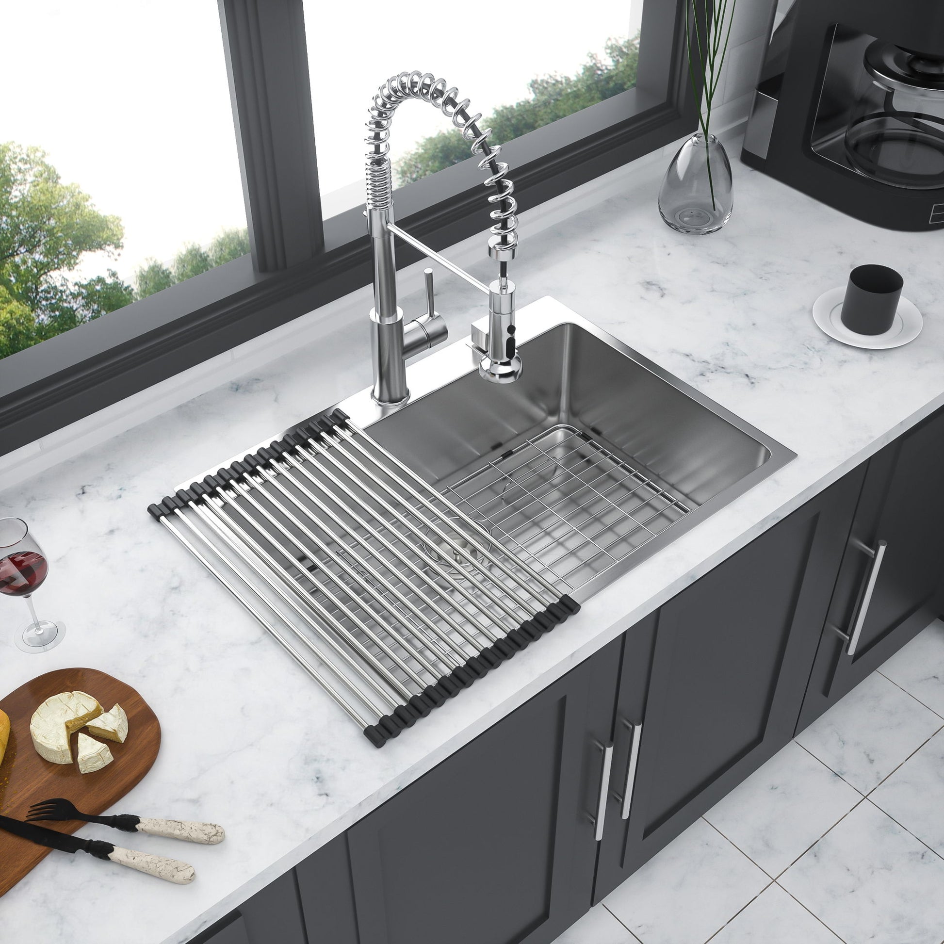 Drop In Kitchen Sink, 16 Gauge Stainless Steel, Single Bowl, Topmount Basin Daily Nest