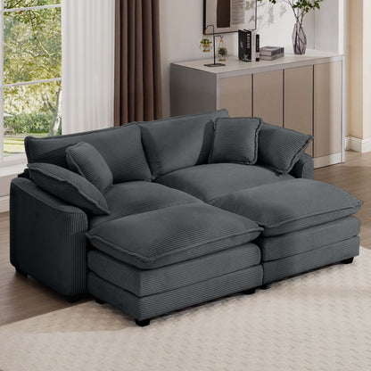 Modern Oversized Modular Cushion Sofa With Ottoman, Low Back, Deep Seating Sofa Set Home Essentials