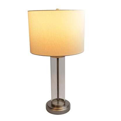 Luna - Table Lamp With On / Off Switch Clear Body Base - Clear / Silver / White Ashcroft Furniture