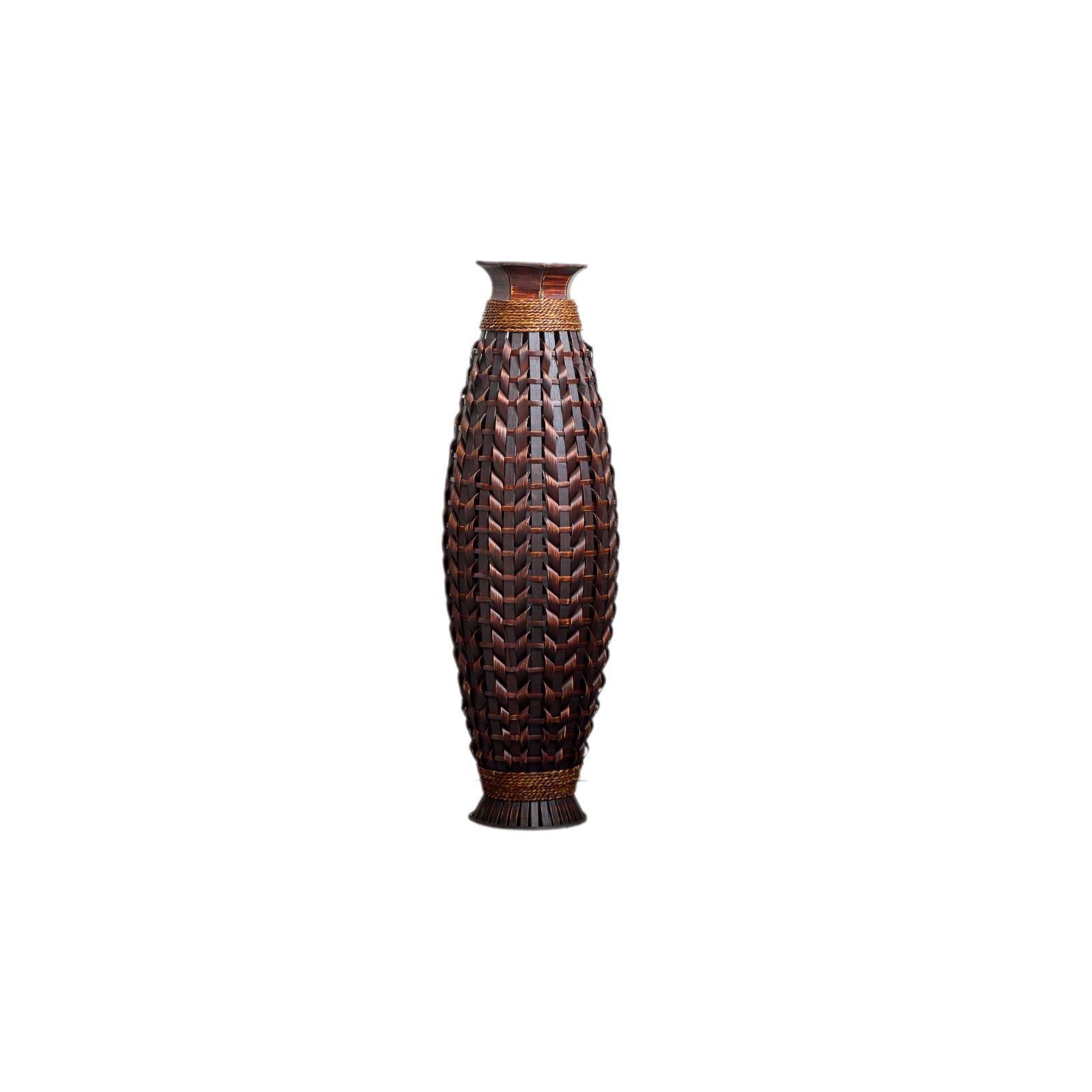 Hand Woven Bamboo Floor Vase, Decorative Accent For Living Room - Acacia Wood Daily Nest
