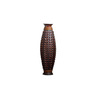 Hand Woven Bamboo Floor Vase, Decorative Accent For Living Room - Acacia Wood Daily Nest