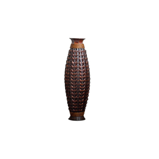 Hand Woven Bamboo Floor Vase, Decorative Accent For Living Room - Acacia Wood Daily Nest