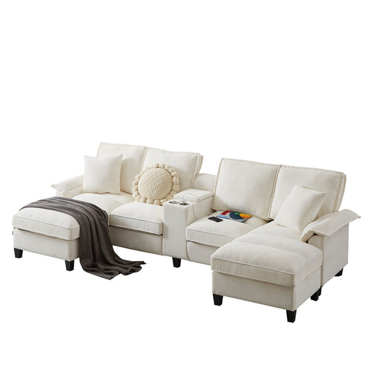 Modern U-Shaped Sectional Sofa Bed With Storage Home Essentials