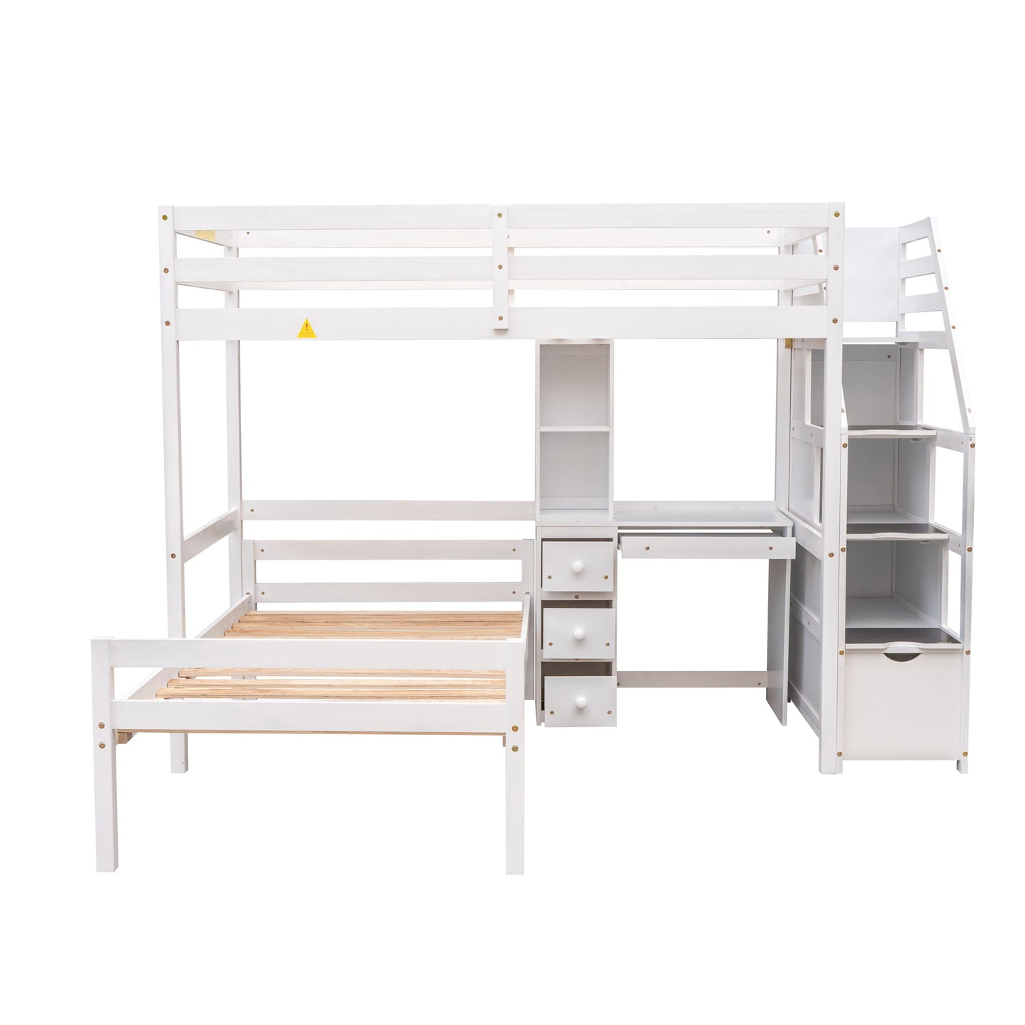 Loft Bed With Stand Alone Bed, Storage Staircase, Desk, Shelves, And Drawers Hearth and Haven