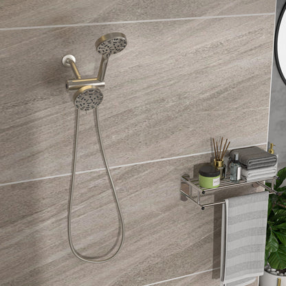 Multi Function Dual Shower Head 4.7" Rain Showerhead & 8 Function Hand Shower System - Brushed Nickel Daily Nest