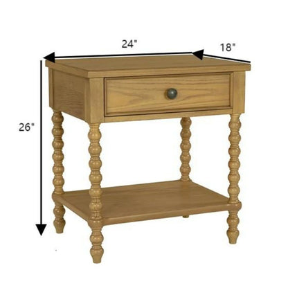 Traditional Durable Nightstand Table With Drawer And Shelf JLA