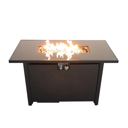 Rectangular Fire Pit With Frame Elegant Design LSI Patio Furniture