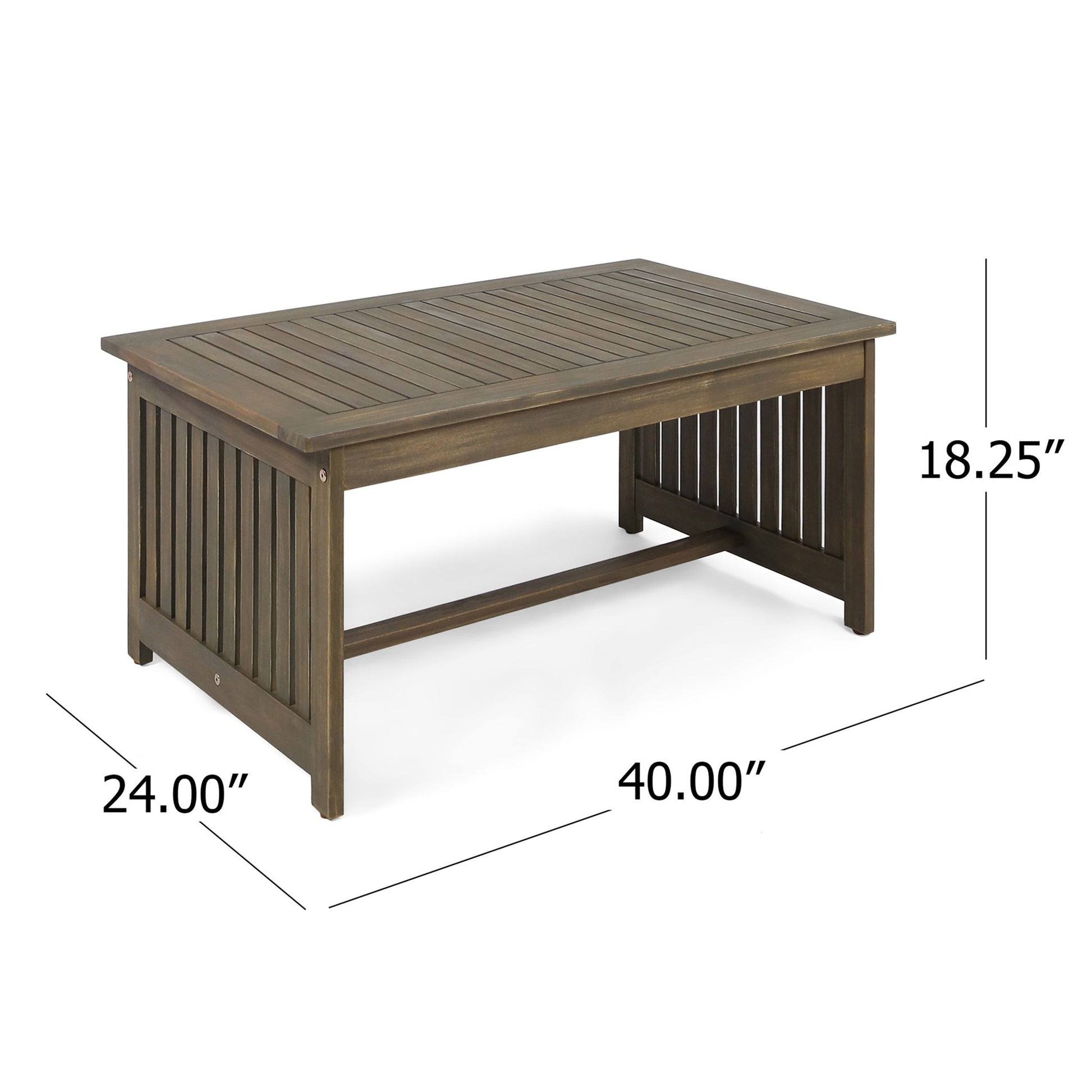 Acacia Wood Rectangular Patio Coffee Table For Outside Noble House