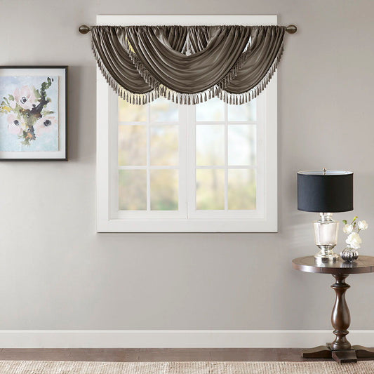 Elena - Waterfall Embellished Valance - Pewter