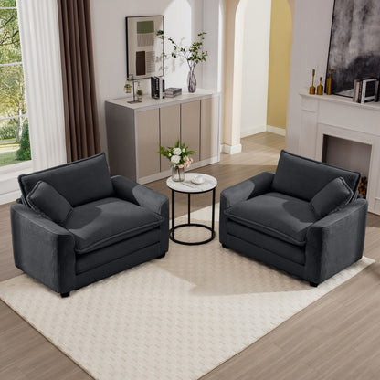 Modern Classic Fabric Single Chair Deep Seat Sofa With Pillow Home Essentials