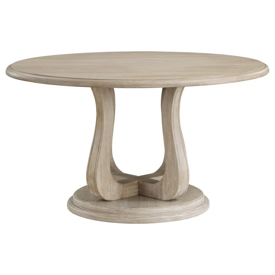 Trofello - Round Pedestal Dining Table - White Washed Coaster Fine Furniture