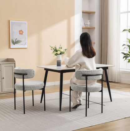 Burbank - Modern Round Boucle Dining Chairs (Set of 2) - Black / White Home Essentials