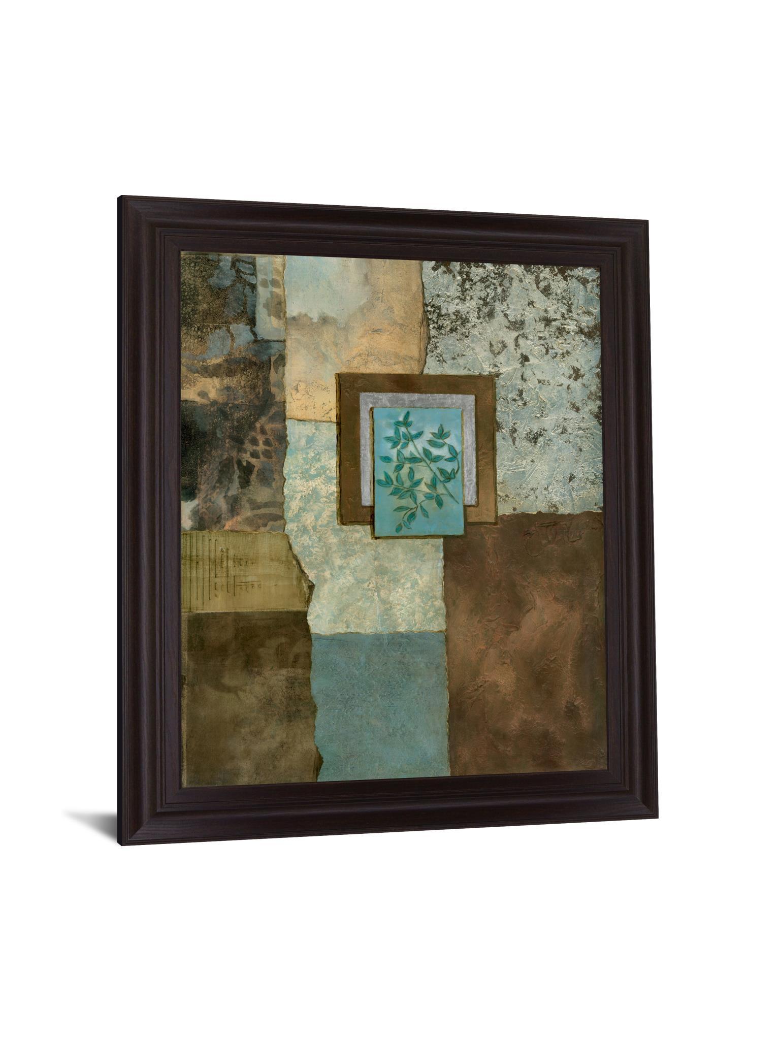 Teal Leaf Mosaic - 28" x 34" Framed Wall Art Classy Art