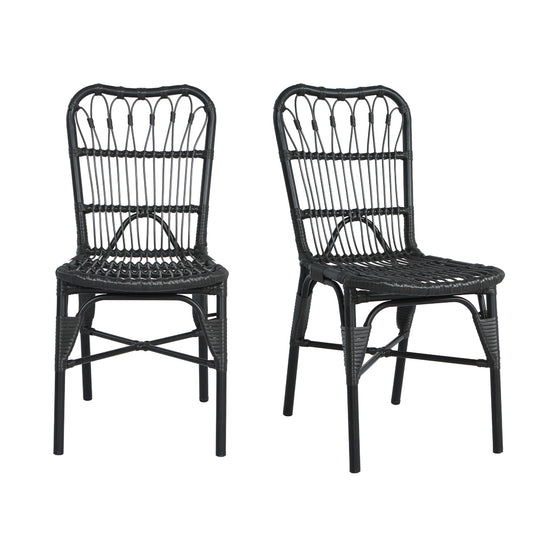 Outdoor Wicker Patio Dining Chairs Set With Durable Frame And Rattan Weave Noble House