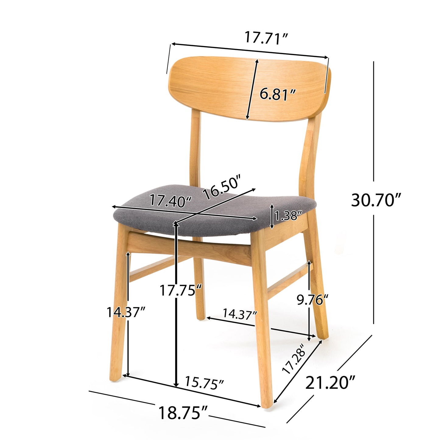 Brilliantine - Dining Chair With Cushion And Wood Frame (Set of 2) Noble House