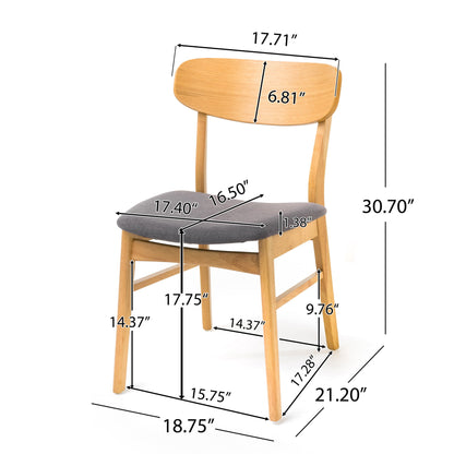 Brilliantine - Dining Chair With Cushion And Wood Frame (Set of 2) Noble House