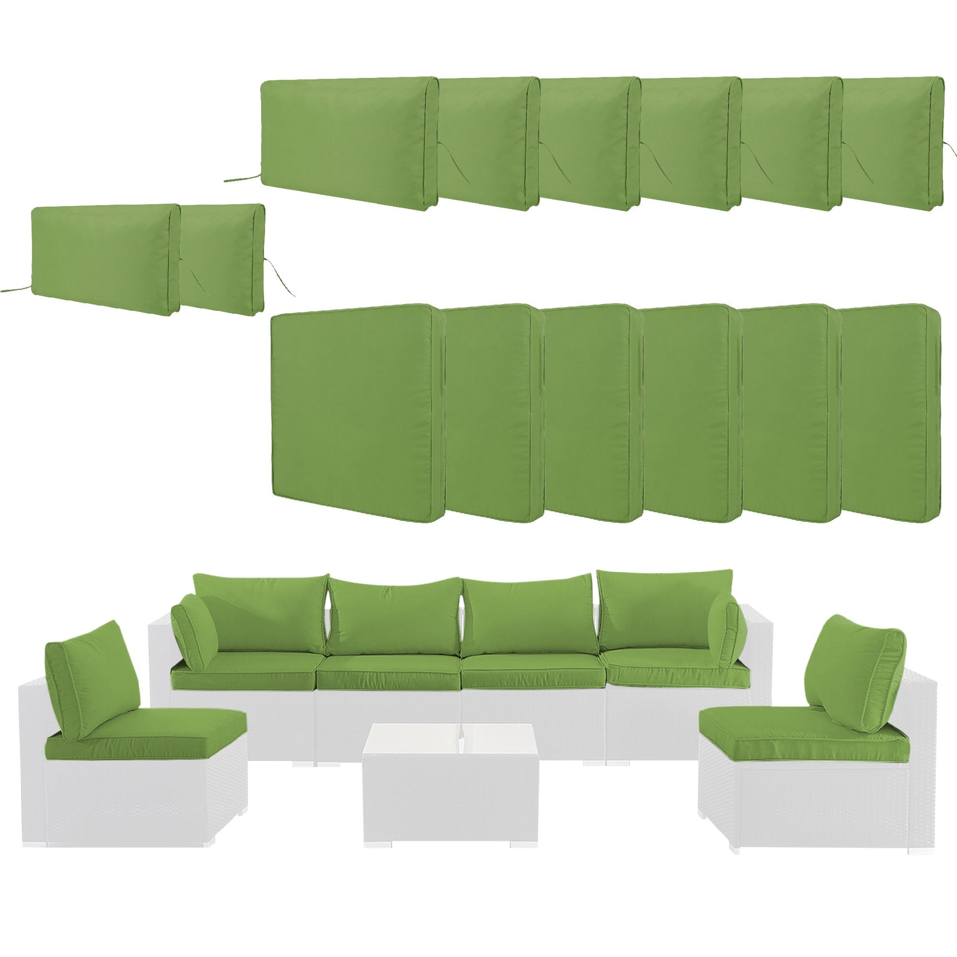 Cushion Covers For 7 Piece Wicker Sectional Sofa, 14 Pack Seat And Back Slipcovers With Zipper Home Essentials