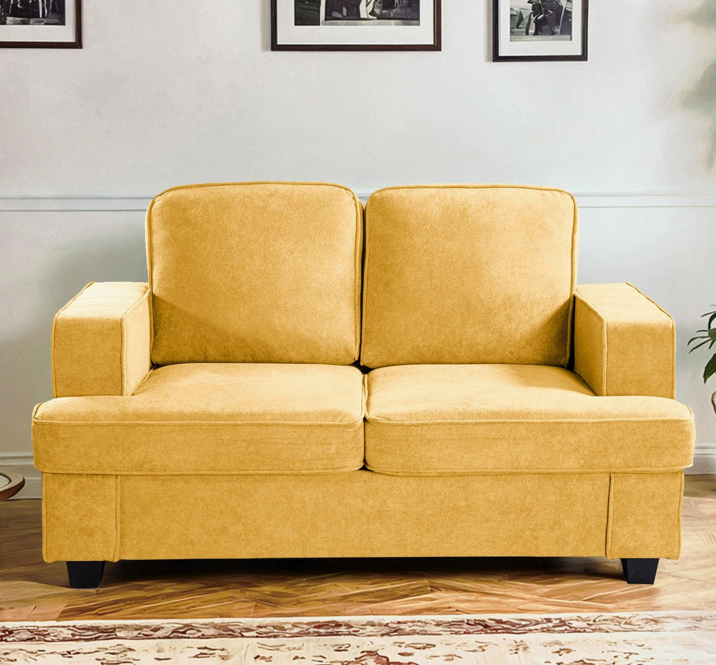 Modern Loveseat, Comfortable 2 Seater Couch With Deep Seating, Loose Back Cushions, Wide Arms US Pride