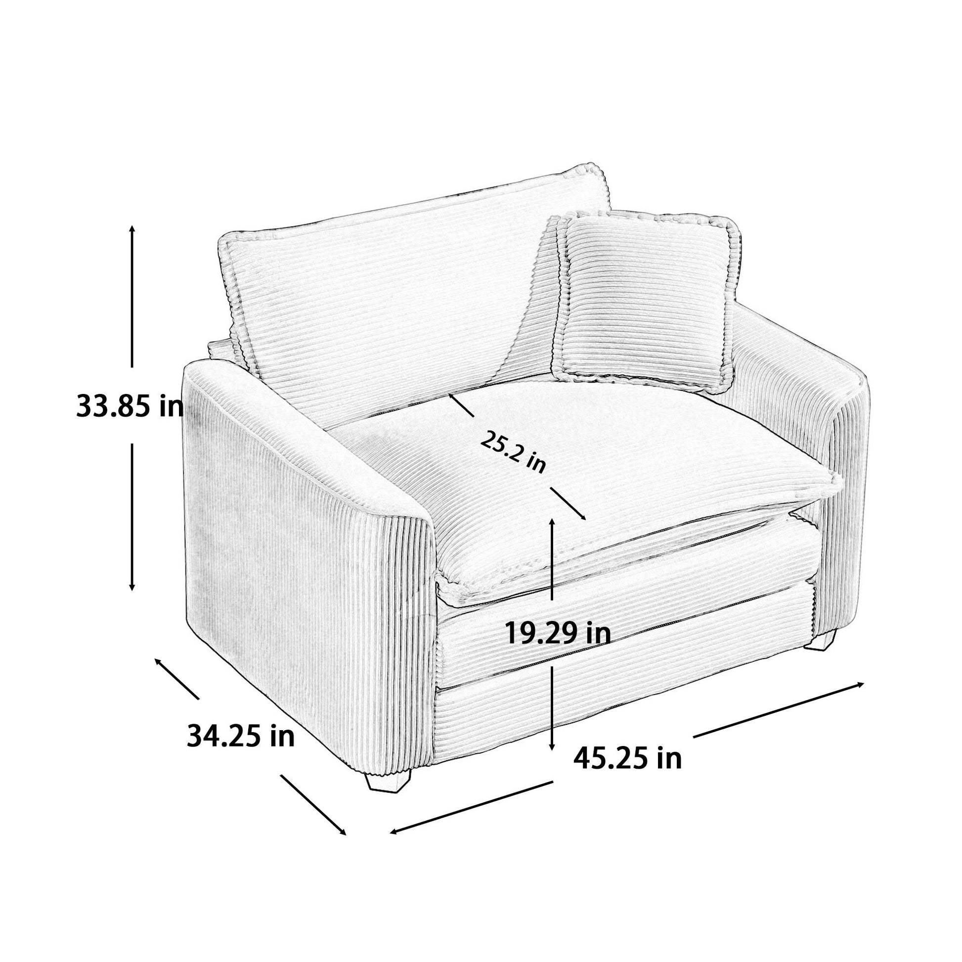 Modern Classic Fabric Single Chair Deep Seat Sofa With Pillow Home Essentials