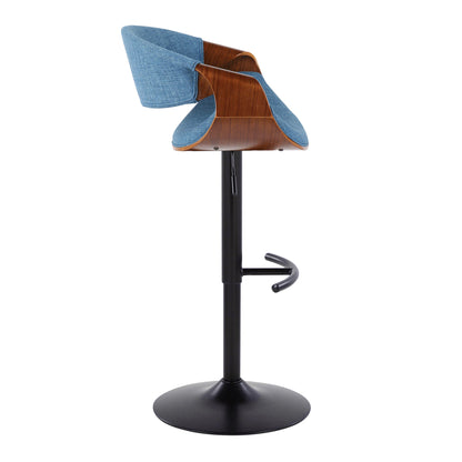 Curvo - Mid Century Modern Adjustable Barstool With Swivel & Rounded T Footrest (Set of 2) Lumi Source