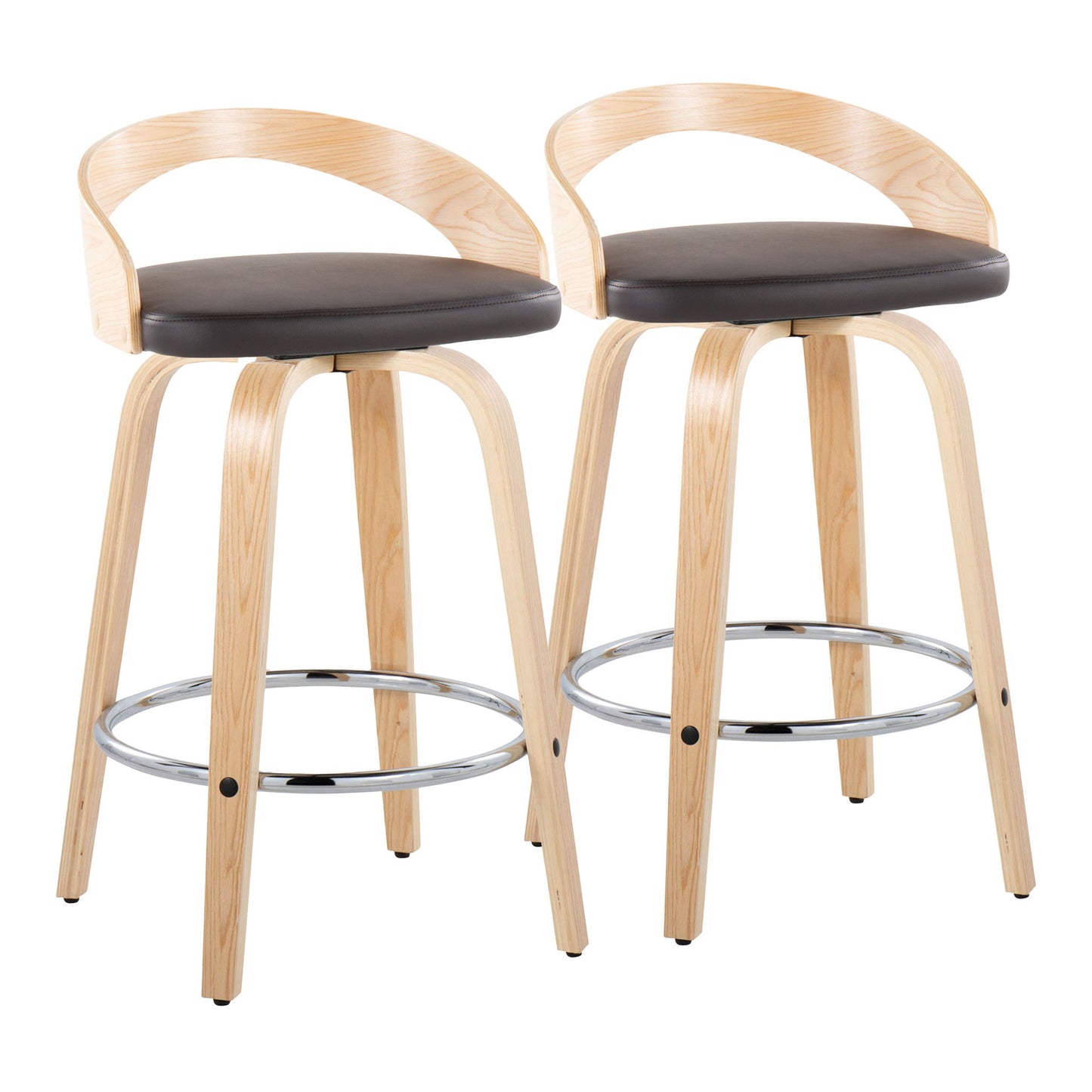 Grotto - Contemporary Fixed Height Counter Stool With Swivel With Round Footrest (Set of 2) Lumi Source
