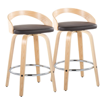 Grotto - Contemporary Fixed Height Counter Stool With Swivel With Round Footrest (Set of 2) Lumi Source