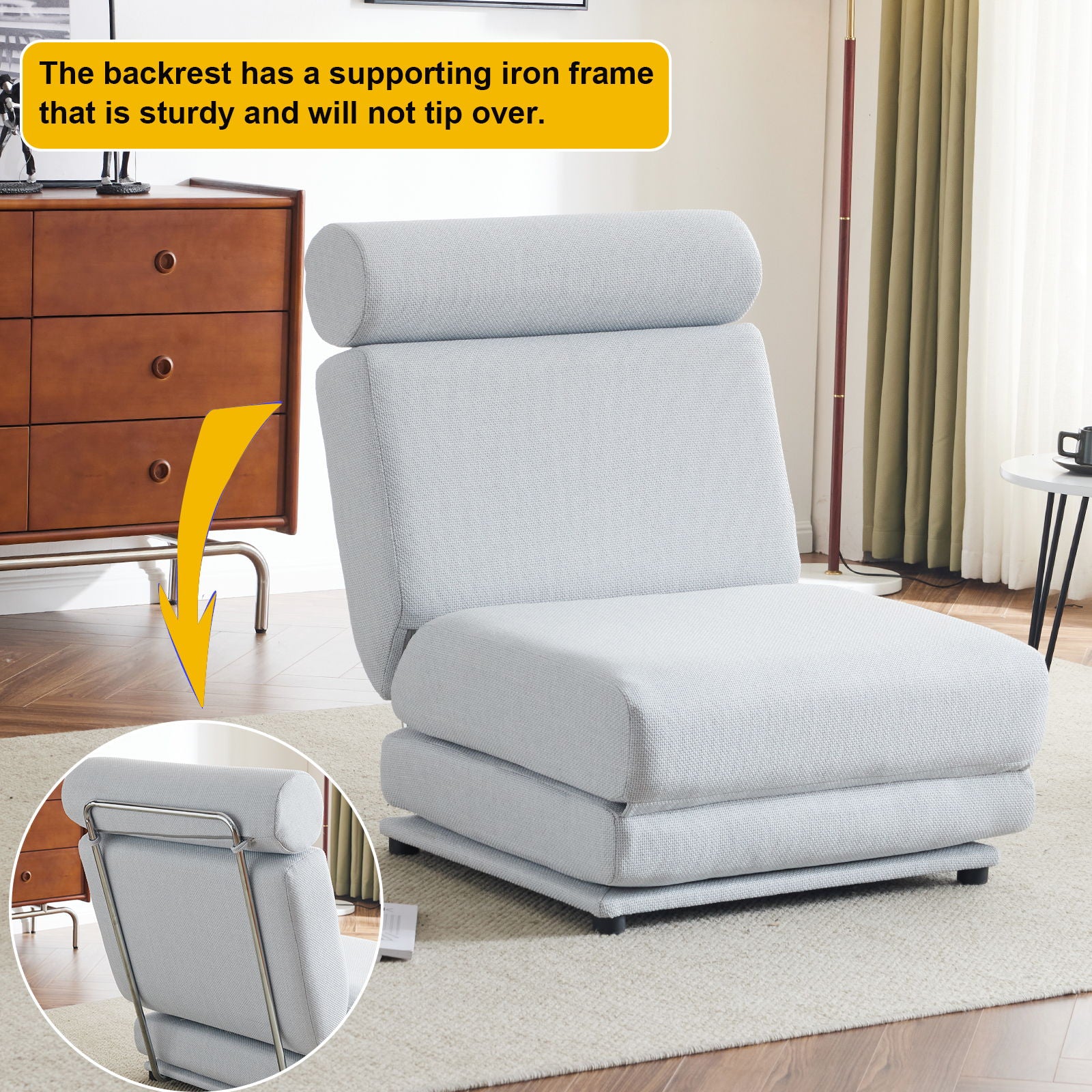 Foldable Single Chair Sofa Bed With Pillow, Easy To Store, Breathable And Wearable Linen Home Essentials