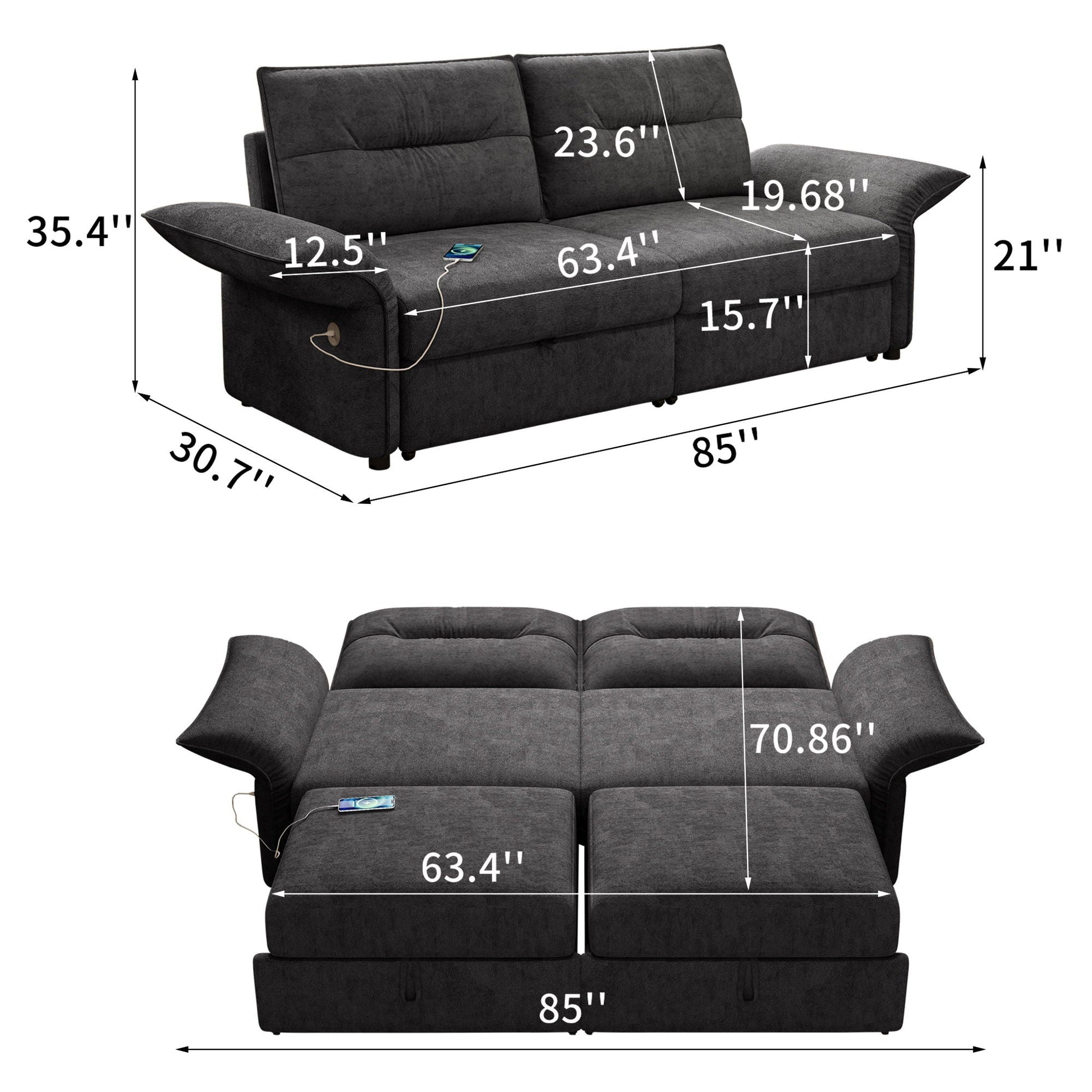 Sofa Bed With Convertible Design, Living Room Furniture Home Essentials
