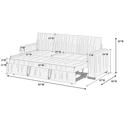 Convertible Sleeper Sofa With Pull Out Bed, Upholstery, Square Arms - Dark Gray Home Essentials