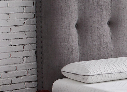 Bridgevine Home - Queen Size Tufted Upholstered Headboard With Nailhead Trim - Gray Legends