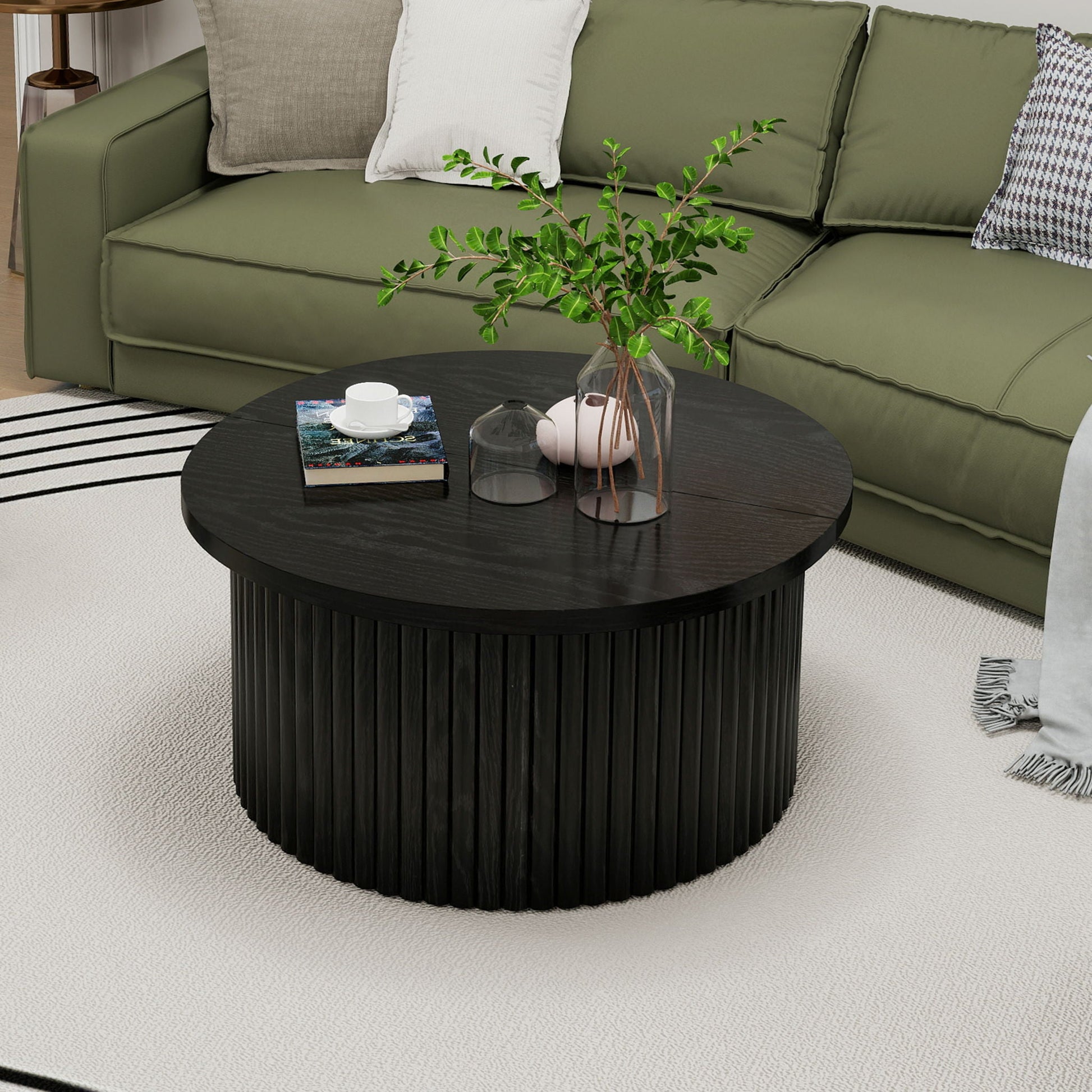 Coffee Table, Round Coffee Table, Modern Side Tables Accent End Table For Living Room, Apartment - Black Home Essentials